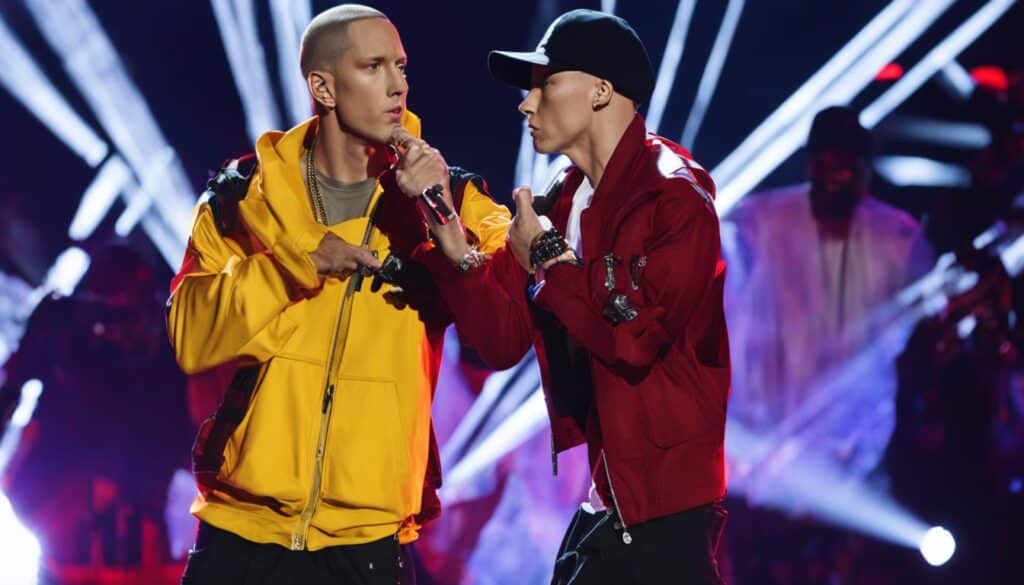 Eminem holding microphone